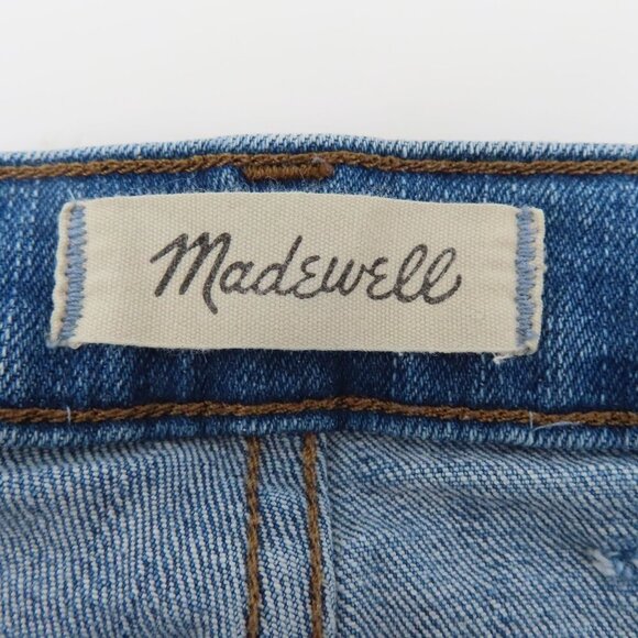 Madewell Women 32 9in High Rise Skinny Jeans Whiskered Distressed Denim Pockets - Picture 10 of 15